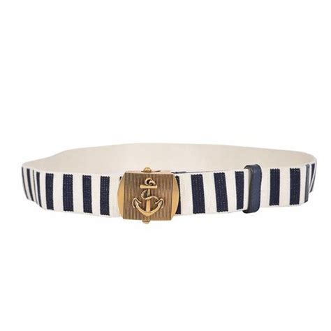 gucci anchor buckle belt striped navy blue white|Gucci Men's Navy / White Fabric Brass Anchor Buckle Striped .